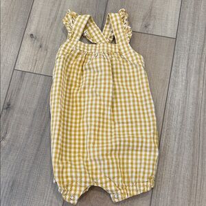 Charlie Paige Mustard Checkered Kids Romper
